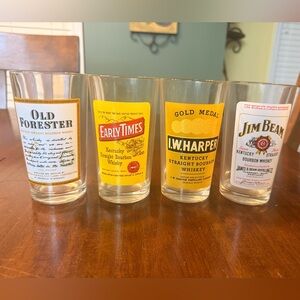 Vintage Arcoroc French Bourbon Bar Glasses Seagram's Jim Beam 12 oz Set of 4